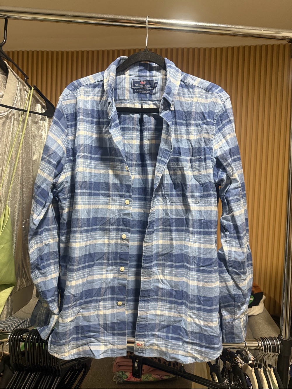 Vineyard Vines Light and Dark Blue Plaid Button-Down Shirt
